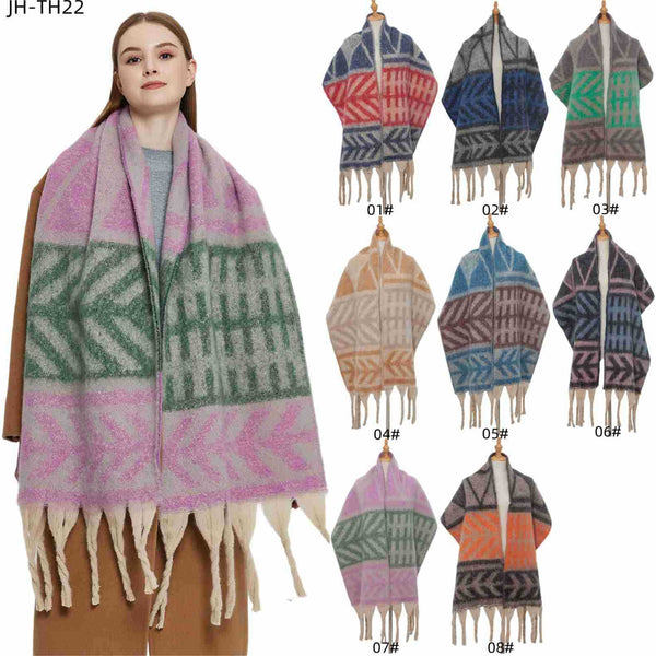 Amazon Hot New Foreign Trade Shawl European And American Autumn And Winter Thickened Circle Yarn Thick Tassel Leaves Scarf